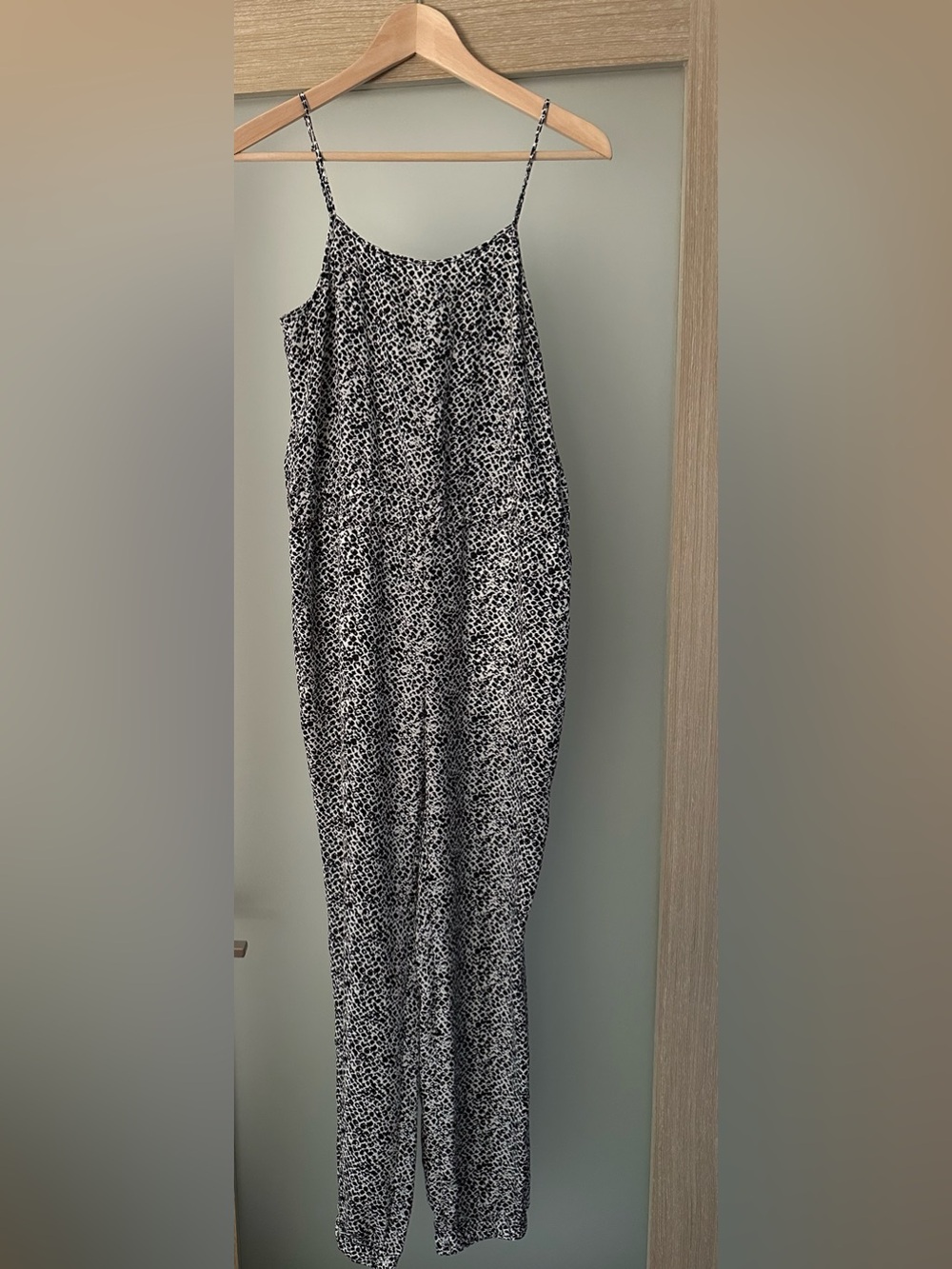 Banana Republic Black and White Leopard-Print Wide-Leg Jumpsuit
